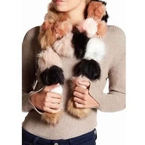 NWT Betsy Johnson Polly Dearest Pom Pom Faux Fur Scarf OS